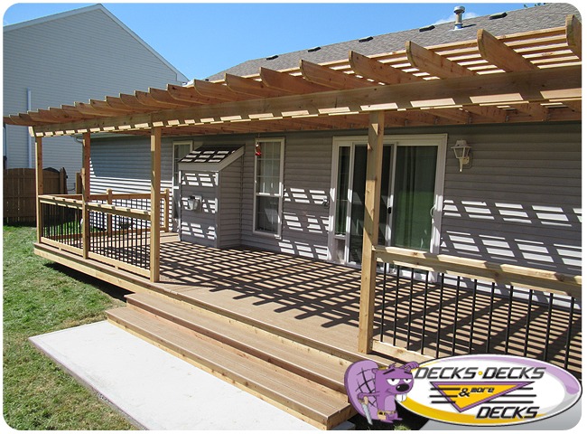 A low maintenance deck with a pergola